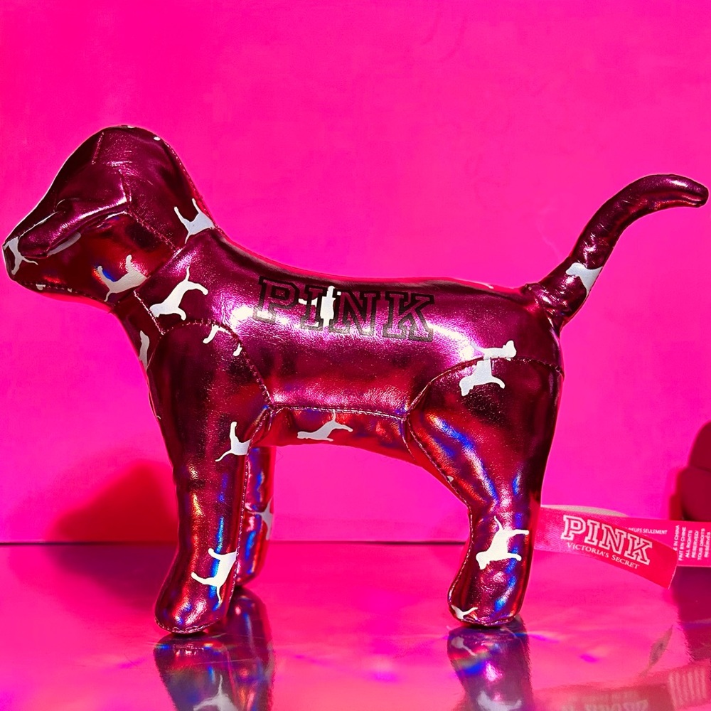 PINK Victoria's Secret Shimmering Logo Dog Metallic Pink Collectible
